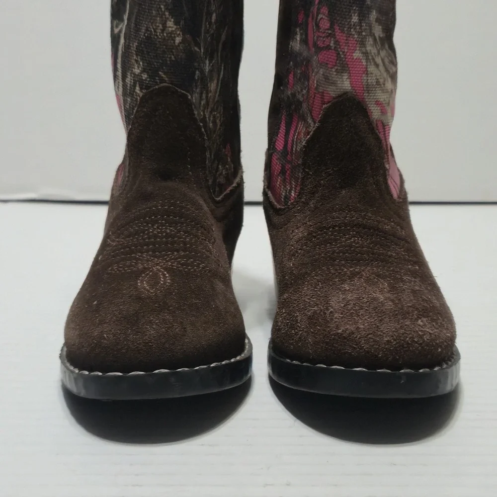 Masterson Boot Co. Kids 9.5 M Brown Suede Western Cowboy Boots Pink Camo MB2009C